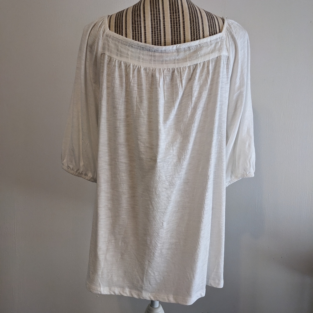 Knox Rose White Crochet Yoke Peasant Top - Picture 8 of 13